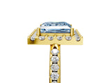 Yellow gold Fancy Blue Princess Cut Diamond Pavé Halo Ring with Four-Prong Setting_41