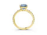 Yellow gold Fancy Blue Princess Cut Diamond Pavé Solitaire Engagement Ring with Four-Prong Setting_72