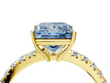 Yellow gold Fancy Blue Princess Cut Diamond Pavé Solitaire Engagement Ring with Four-Prong Setting_73