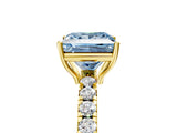 Yellow gold Fancy Blue Princess Cut Diamond Pavé Solitaire Engagement Ring with Four-Prong Setting_74