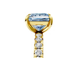 Yellow gold Fancy Blue Princess Cut Diamond Pavé Solitaire Ring with Round Band and Prong Setting_17