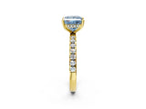 Yellow gold Fancy Blue Princess Cut Diamond Pave Band Solitaire Ring with Four-Prong Setting_60