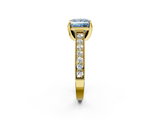 Yellow gold Fancy Blue Princess  Cut Diamond Pave Band with Four-Prong Setting_39