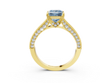 Yellow gold Fancy Blue Princess  Cut Diamond Pave Band with Four-Prong Setting_40