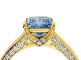 Yellow gold Fancy Blue Princess  Cut Diamond Pave Band with Four-Prong Setting_41
