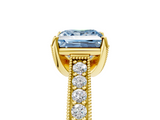 Yellow gold Fancy Blue Princess  Cut Diamond Pave Band with Four-Prong Setting_42