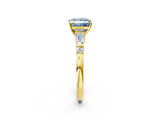 Yellow gold Fancy Blue Princess  Cut Diamond Ring with Baguette Side Stones, Channel Set Band, and Four-Prong Setting_26