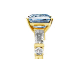 Yellow gold Fancy Blue Princess  Cut Diamond Ring with Baguette Side Stones, Channel Set Band, and Four-Prong Setting_29
