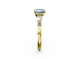 Yellow gold Fancy Blue Princess  Cut Diamond Ring with Baguette Side Stones, Channel Set Band, and Four-Prong Setting_5