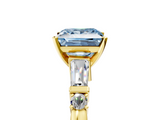 Yellow gold Fancy Blue Princess  Cut Diamond Ring with Baguette Side Stones, Channel Set Band, and Four-Prong Setting_8