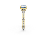Yellow gold Fancy Blue Princess  Cut Diamond Ring with Pavé Band and Four-Prong Setting_67