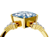 Yellow gold Fancy Blue Princess Cut Diamond Ring with Side Stones and Four-Prong Setting_113