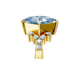 Yellow gold Fancy Blue Princess Cut Diamond Ring with Side Stones and Four-Prong Setting_114