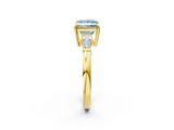 Yellow gold Fancy Blue Princess  Cut Diamond Ring with Tapered Baguette Side Stones in Four-Prong Setting_5