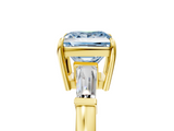 Yellow gold Fancy Blue Princess  Cut Diamond Ring with Tapered Baguette Side Stones in Four-Prong Setting_8