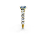 Yellow gold Fancy Blue Princess Cut Diamond Side Stone Engagement Ring with Four-Prong Setting_38