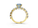 Yellow gold Fancy Blue Princess Cut Diamond Side Stone Engagement Ring with Four-Prong Setting_39