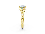Yellow gold Fancy Blue Princess Cut Diamond Solitaire Celtic Knot Ring with Four-Prong Setting_59