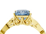 Yellow gold Fancy Blue Princess Cut Diamond Solitaire Celtic Knot Ring with Four-Prong Setting_61