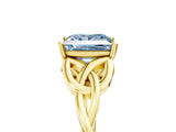 Yellow gold Fancy Blue Princess Cut Diamond Solitaire Celtic Knot Ring with Four-Prong Setting_62