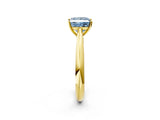Yellow gold Fancy Blue Princess Cut Diamond Solitaire Engagement Ring with Cathedral Setting and Four-Prong Mount_125