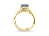 Yellow gold Fancy Blue Princess Cut Diamond Solitaire Engagement Ring with Cathedral Setting and Four-Prong Mount_126