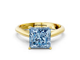 Yellow gold Fancy Blue Princess Cut Diamond Solitaire Engagement Ring with Cathedral Setting and Four-Prong Mount_24