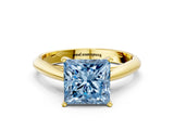 Yellow gold Fancy Blue Princess Cut Diamond Solitaire Engagement Ring with Cathedral Setting and Four-Prong Mount_66
