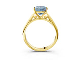 Yellow gold Fancy Blue Princess Cut Diamond Solitaire Engagement Ring with Cathedral Setting and Four-Prong Mount_69