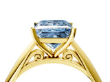 Yellow gold Fancy Blue Princess Cut Diamond Solitaire Engagement Ring with Cathedral Setting and Four-Prong Mount_70