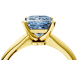 Yellow gold Fancy Blue Princess Cut Diamond Solitaire Engagement Ring with Classic Band and Four-Prong Setting_105