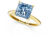 Yellow gold Fancy Blue Princess Cut Diamond Solitaire Engagement Ring with Classic Band and Four-Prong Setting_13