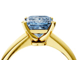Yellow gold Fancy Blue Princess Cut Diamond Solitaire Engagement Ring with Classic Band and Four-Prong Setting_16