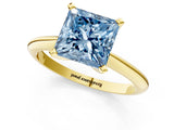 Yellow gold Fancy Blue Princess Cut Diamond Solitaire Engagement Ring with Classic Band and Four-Prong Setting_37