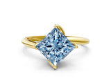 Yellow gold Fancy Blue Princess Cut Diamond Solitaire Engagement Ring with Four-Prong Setting and Classic Band_20