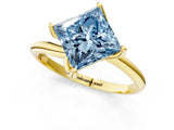 Yellow gold Fancy Blue Princess Cut Diamond Solitaire Engagement Ring with Four-Prong Setting and Classic Band_21