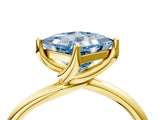 Yellow gold Fancy Blue Princess Cut Diamond Solitaire Engagement Ring with Four-Prong Setting and Classic Band_24