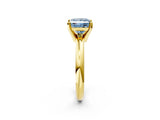 Yellow gold Fancy Blue Princess Cut Diamond Solitaire Engagement Ring with Round Band and Four-Prong Setting_148