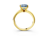 Yellow gold Fancy Blue Princess Cut Diamond Solitaire Engagement Ring with Round Band and Four-Prong Setting_149