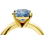 Yellow gold Fancy Blue Princess Cut Diamond Solitaire Engagement Ring with Round Band and Four-Prong Setting_150