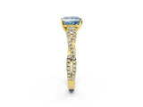 Yellow gold Fancy Blue Princess Cut Diamond Solitaire Engagement Ring with Twisted Pavé Band and Four-Prong Setting_34
