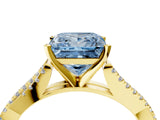 Yellow gold Fancy Blue Princess Cut Diamond Solitaire Engagement Ring with Twisted Pavé Band and Four-Prong Setting_36