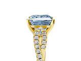 Yellow gold Fancy Blue Princess Cut Diamond Solitaire Engagement Ring with Twisted Pavé Band and Four-Prong Setting_37