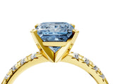 Yellow gold Fancy Blue Princess Cut Diamond Solitaire Pavé Engagement Ring with Round Band and Prong Setting_60