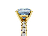 Yellow gold Fancy Blue Princess Cut Diamond Solitaire Pavé Engagement Ring with Round Band and Prong Setting_61