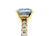 Yellow gold Fancy Blue Princess Cut Diamond Solitaire Pavé Engagement Ring with Round Band and Prong Setting_67