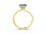 Yellow gold Fancy Blue Princess Cut Diamond Solitaire Ring with Classic Band and Four-Prong Setting_3