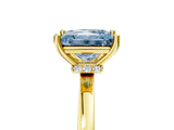 Yellow gold Fancy Blue Princess Cut Diamond Solitaire Ring with Classic Band and Four-Prong Setting_5