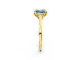 Yellow gold Fancy Blue Princess Cut Diamond Solitaire Ring with Flower Prong Setting and Classic Band_15