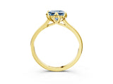 Yellow gold Fancy Blue Princess Cut Diamond Solitaire Ring with Flower Prong Setting and Classic Band_16